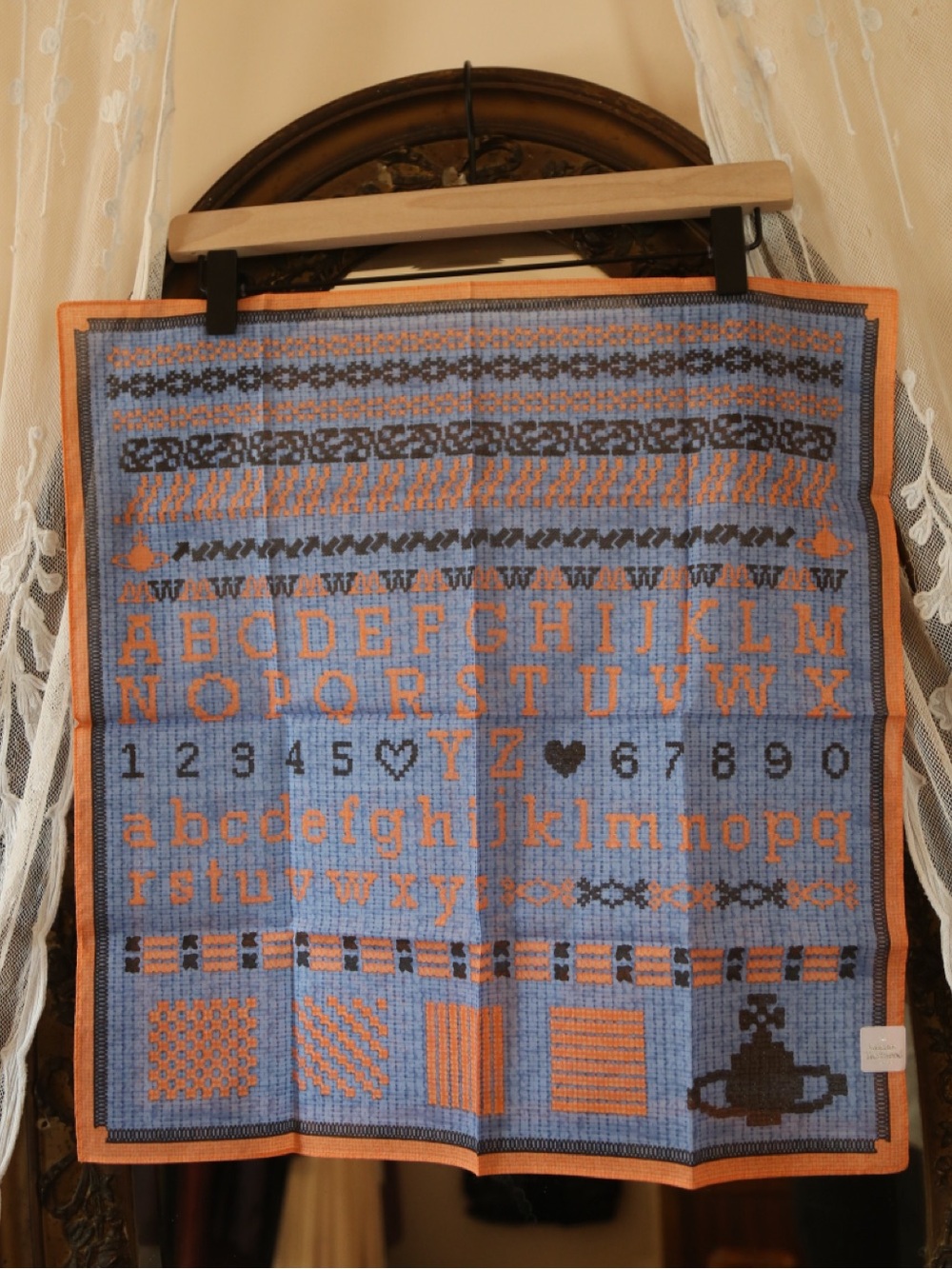 Vivienne Westwood Cotton Handkerchief Mini Scarf Needlepoint Print